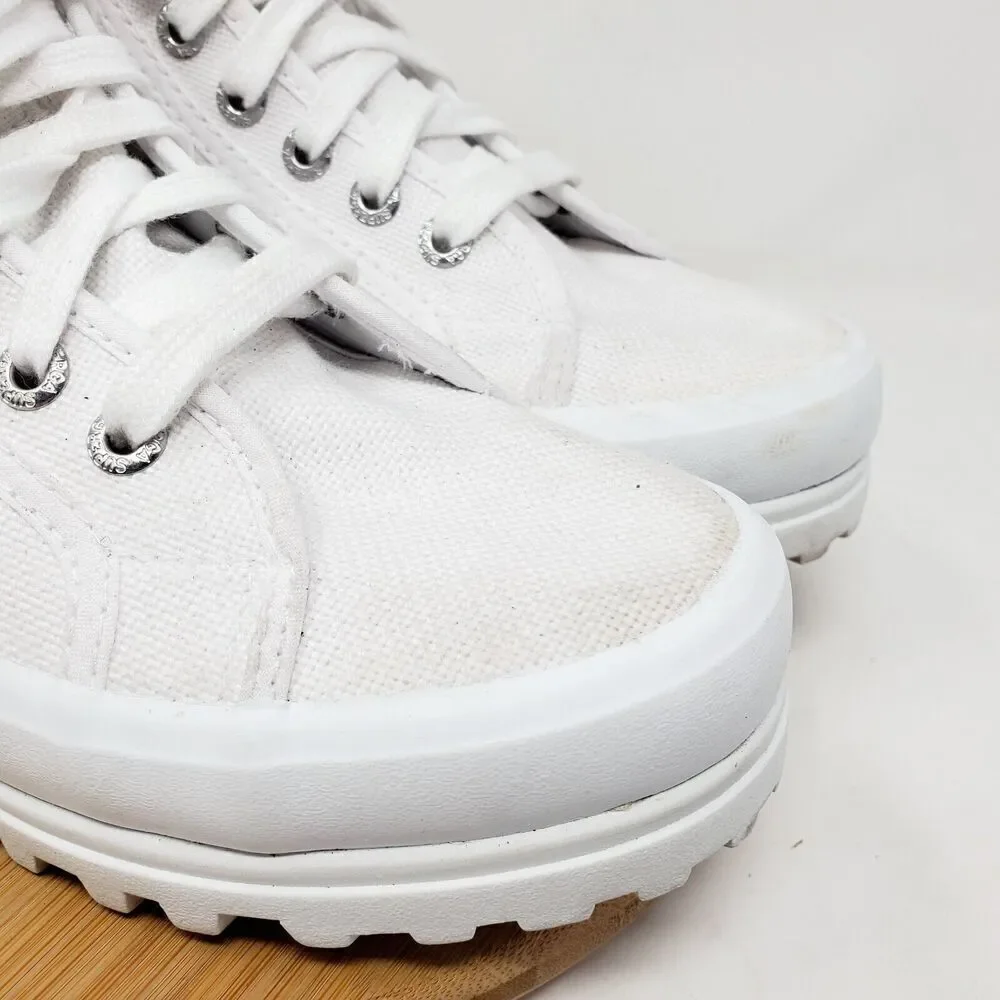 Superga Platform‎ Shoes Womens 8 White Canvas High Chunky Lug Sole Sneaker